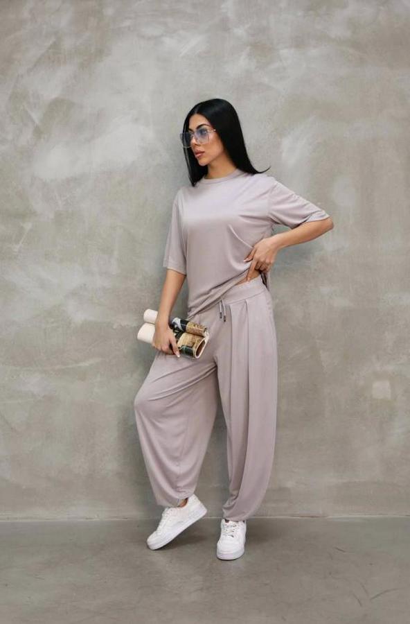 Osy Modal Yumuşak Dokulu Kumaş Oversize Bisiklet Yaka T-Shirt Jogger Eşofman Altı Eşofman Takımı