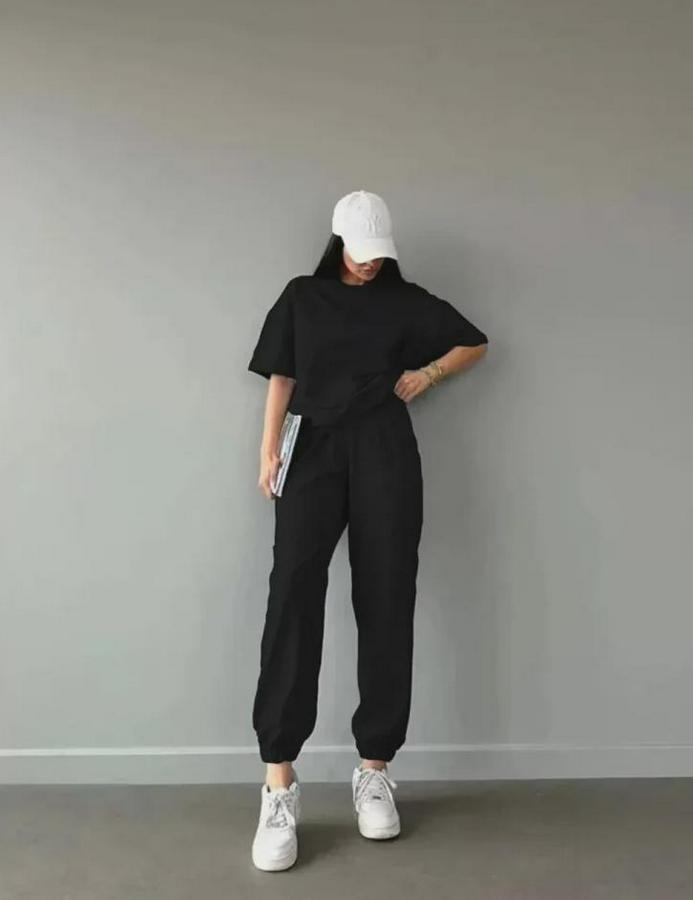 Unisex Düz T-Shirt Ve Eşofman Takımı