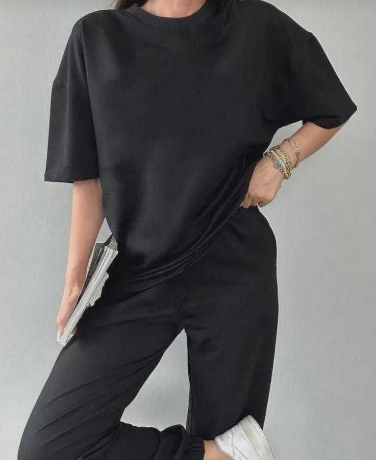 Unisex Düz T-Shirt Ve Eşofman Takımı