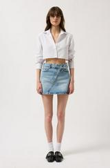 Asimetrik Kemer Denim Mini Etek