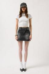 Asimetrik Kemer Denim Mini Etek