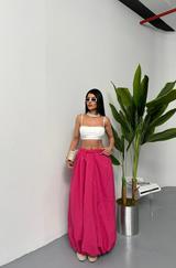 Bel Lastikli Balon Etek Şanel Boy Soft Kumaş