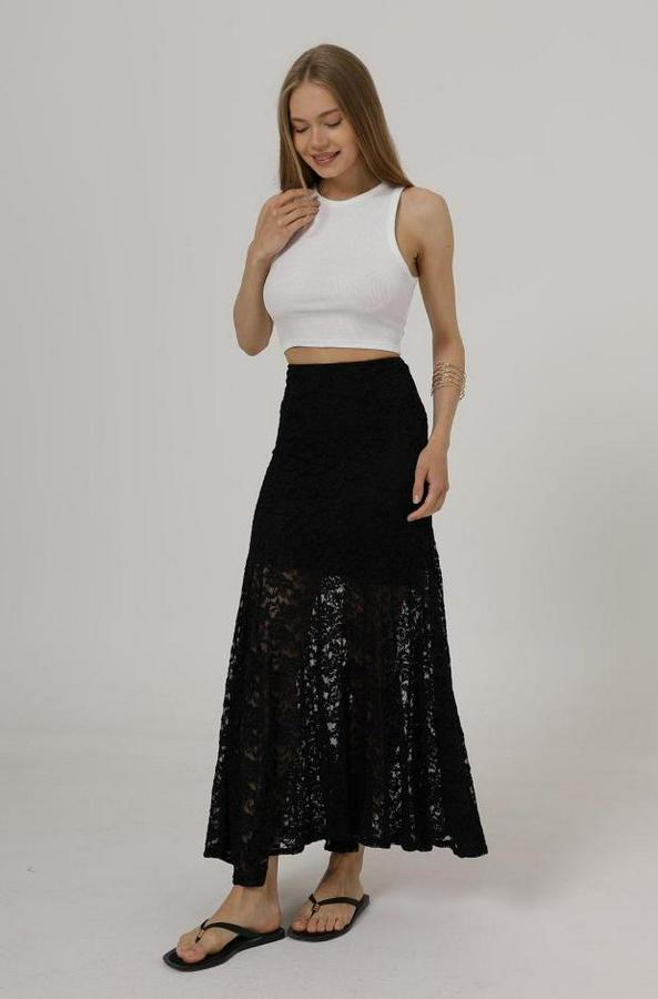 Bel Lastikli Dantel Etek