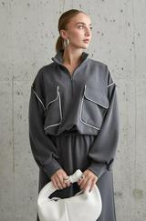 Füme Biyeli Sweatshirt Ve Etek Takım