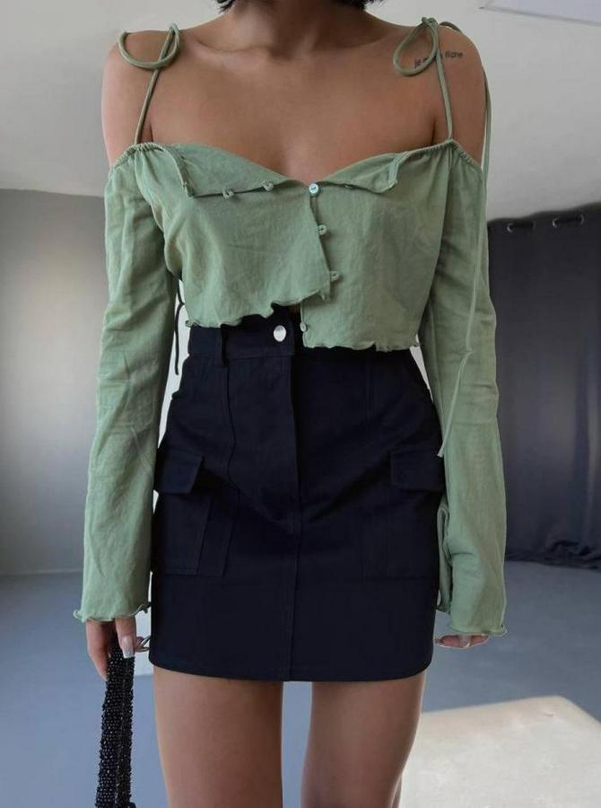 Gabardin Kisa Etek Cep Detayli