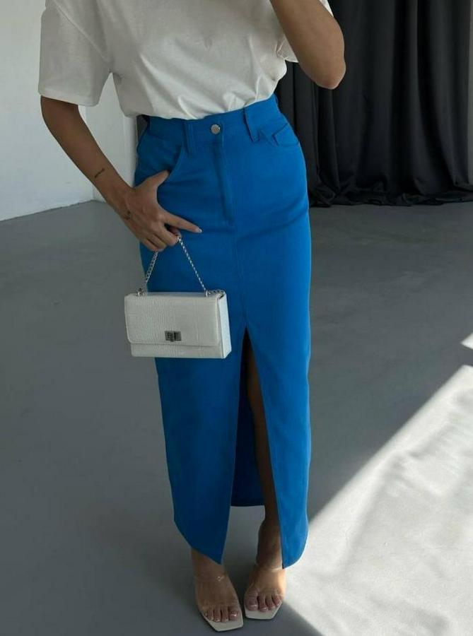 Gabardin Uzun Önden Yirtmaçli Etek