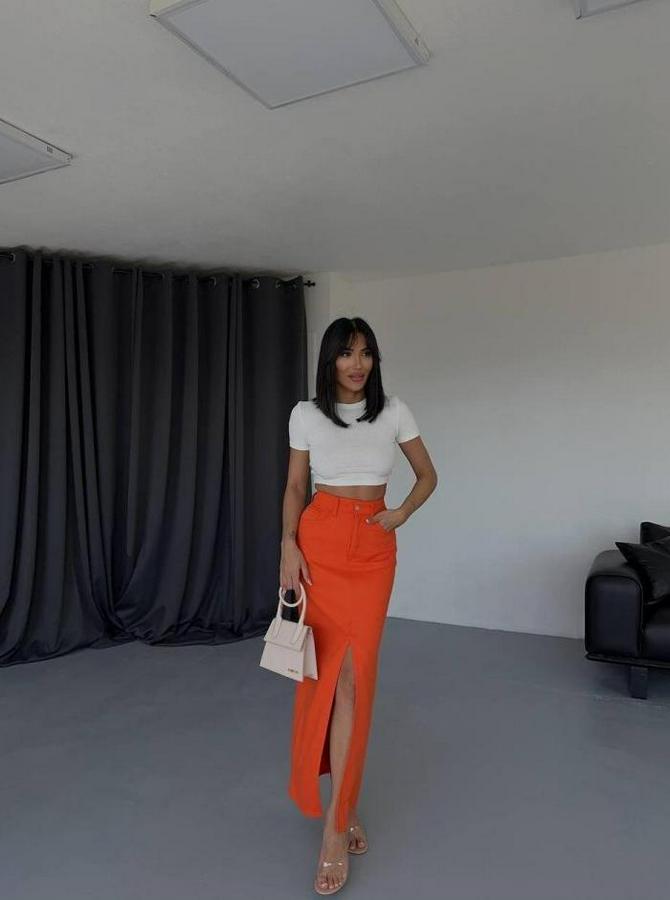 Gabardin Uzun Önden Yirtmaçli Etek