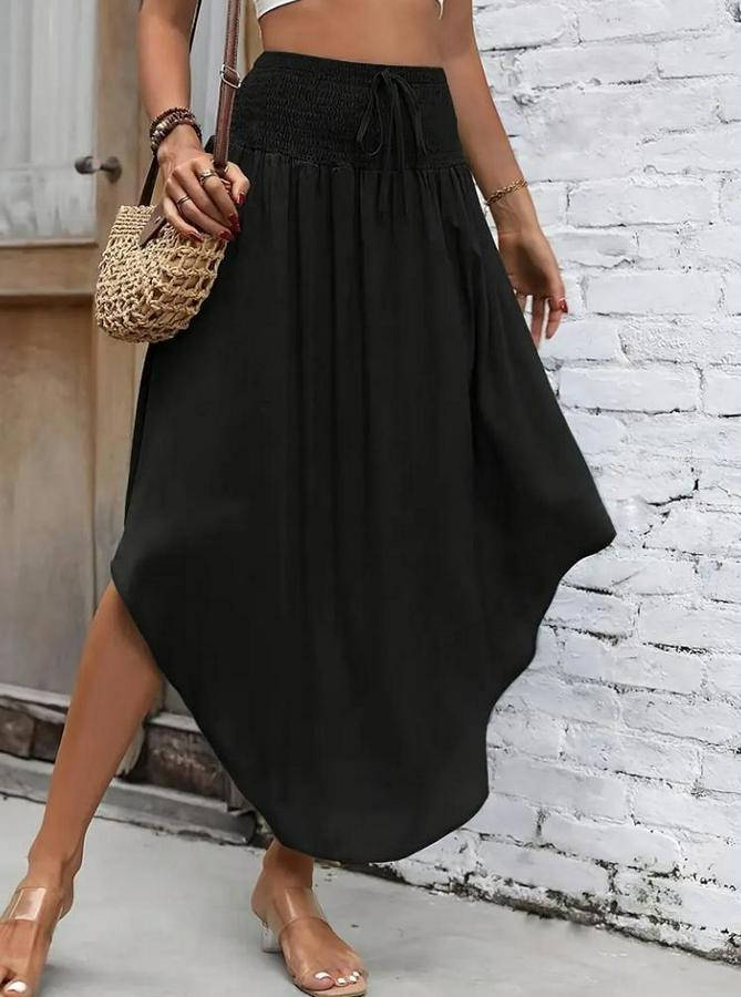 Yüksek Bel Belden Bağlamalı Asimetrik Kesim Detaylı Sandy Etek