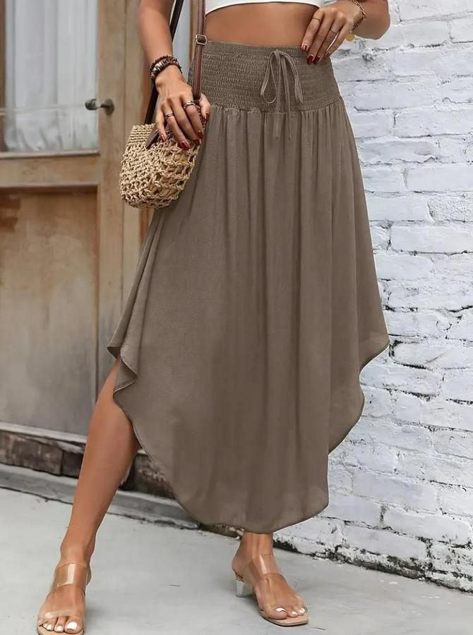 Yüksek Bel Belden Bağlamalı Asimetrik Kesim Detaylı Sandy Etek