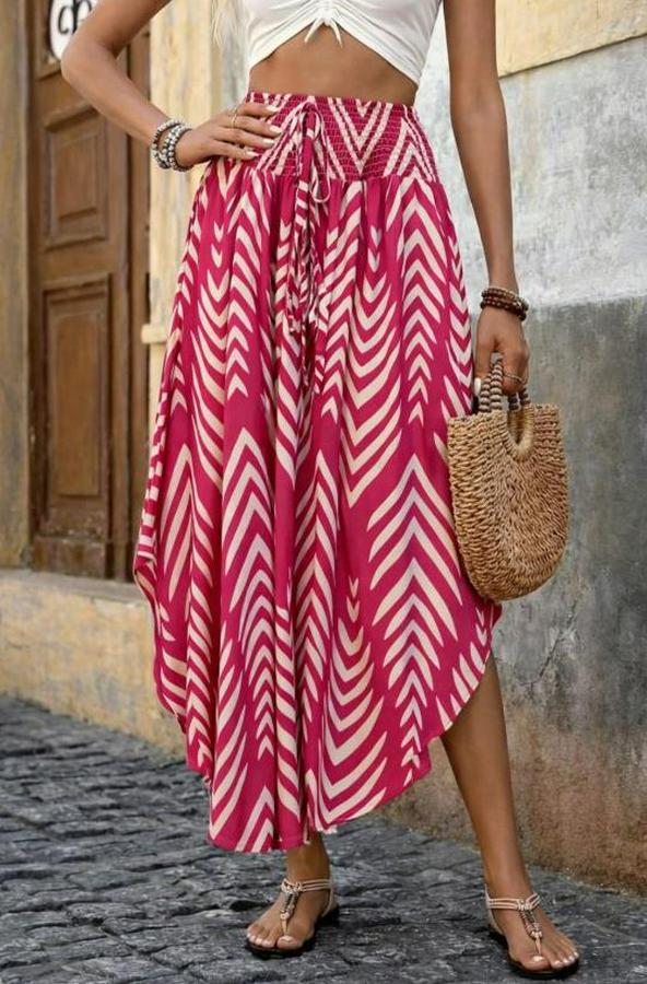 Yüksek Bel Beli Lastikli Bağcıklı Yanlardan Açık Uzun Süprem Etek