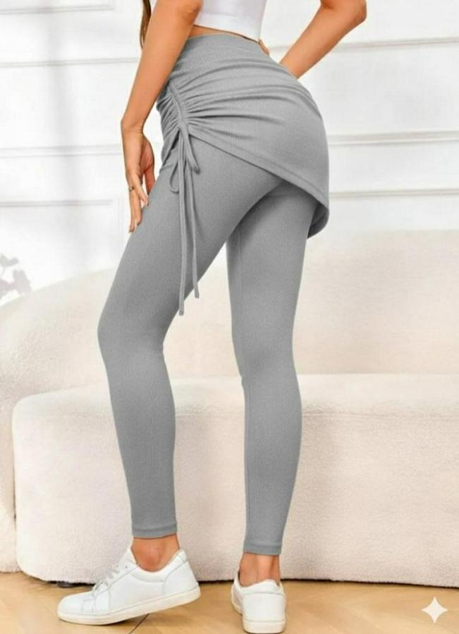 Yüksek Bel Yandan Büzgülü Alttan Uzun Kaşkorse Tayt Etek