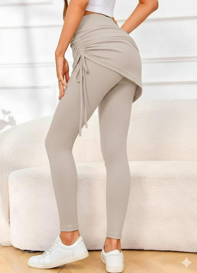 Yüksek Bel Yandan Büzgülü Alttan Uzun Kaşkorse Tayt Etek