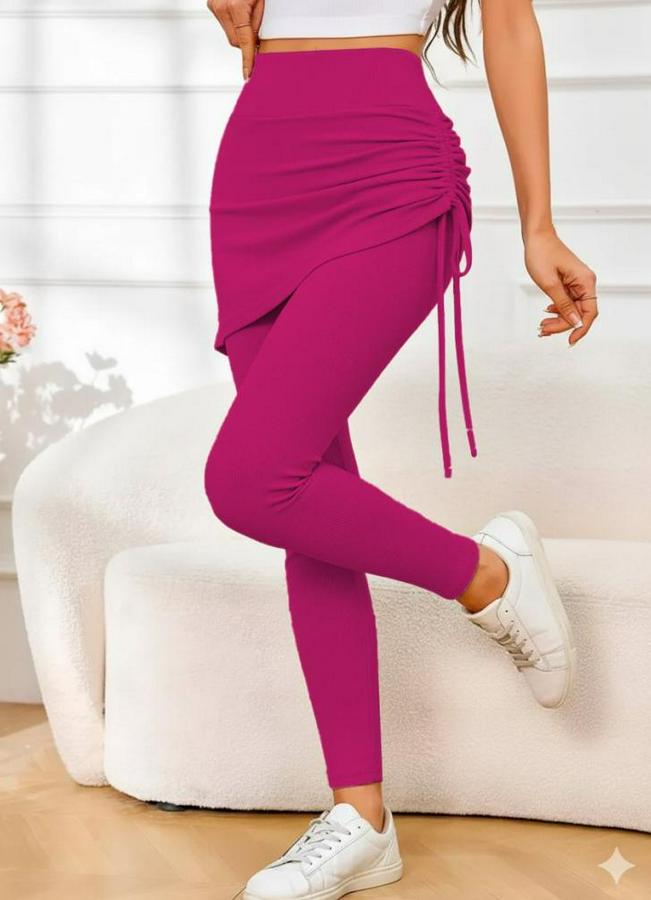 Yüksek Bel Yandan Büzgülü Alttan Uzun Kaşkorse Tayt Etek