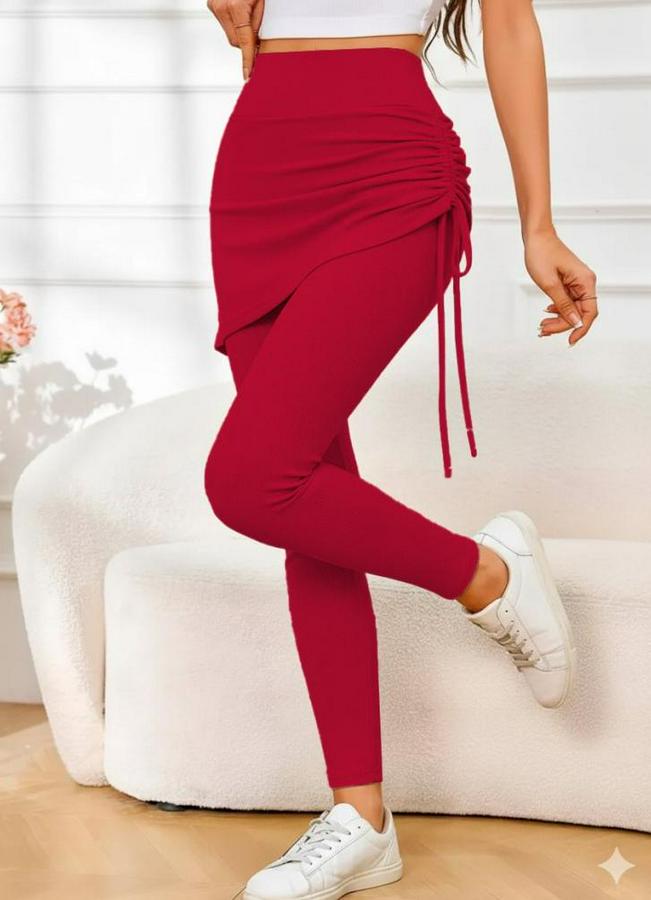 Yüksek Bel Yandan Büzgülü Alttan Uzun Kaşkorse Tayt Etek