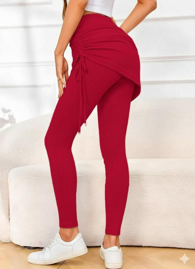 Yüksek Bel Yandan Büzgülü Alttan Uzun Kaşkorse Tayt Etek