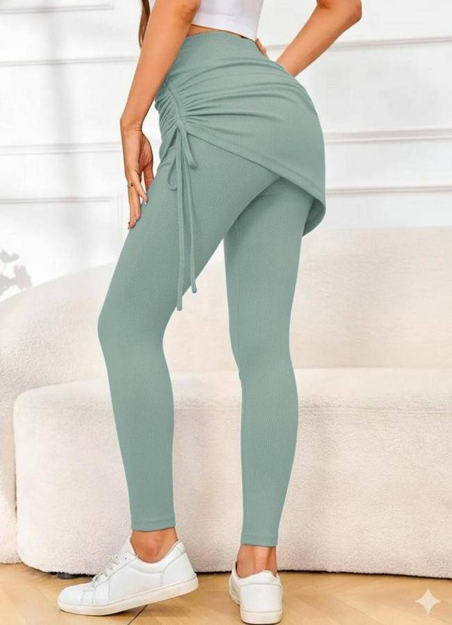 Yüksek Bel Yandan Büzgülü Alttan Uzun Kaşkorse Tayt Etek