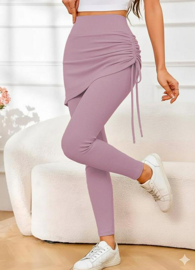 Yüksek Bel Yandan Büzgülü Alttan Uzun Kaşkorse Tayt Etek