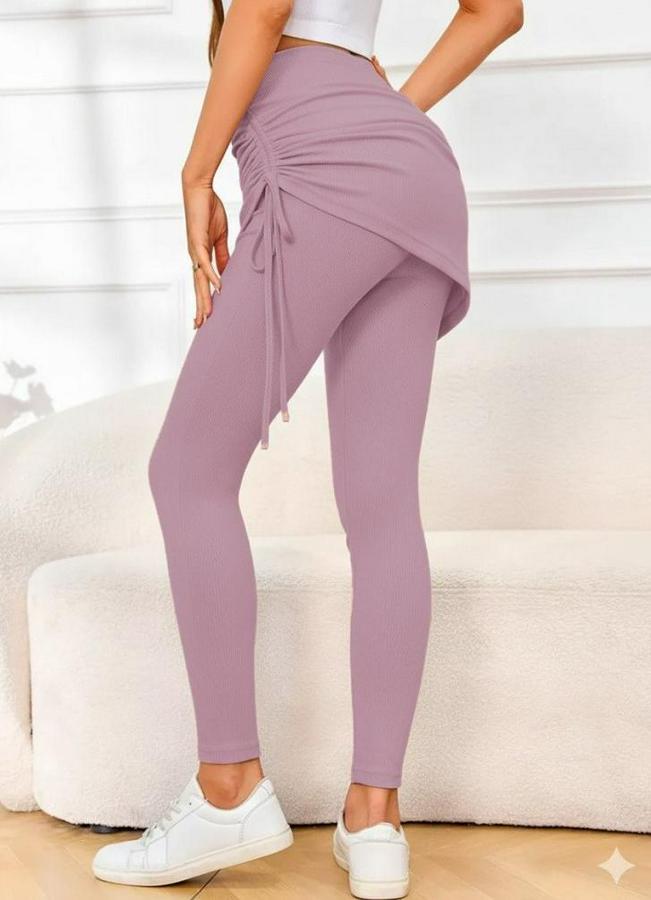 Yüksek Bel Yandan Büzgülü Alttan Uzun Kaşkorse Tayt Etek