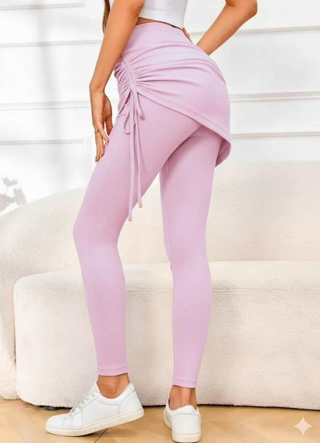 Yüksek Bel Yandan Büzgülü Alttan Uzun Kaşkorse Tayt Etek