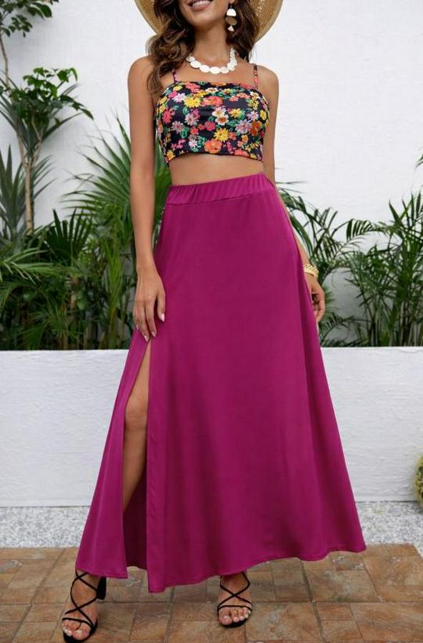 Yüksek Bel Yandan Yırtmaçlı Uzun Sandy Etek