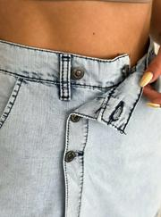 Kot Jeans Kesimetrik Kesim Cepli Şortlu Etek