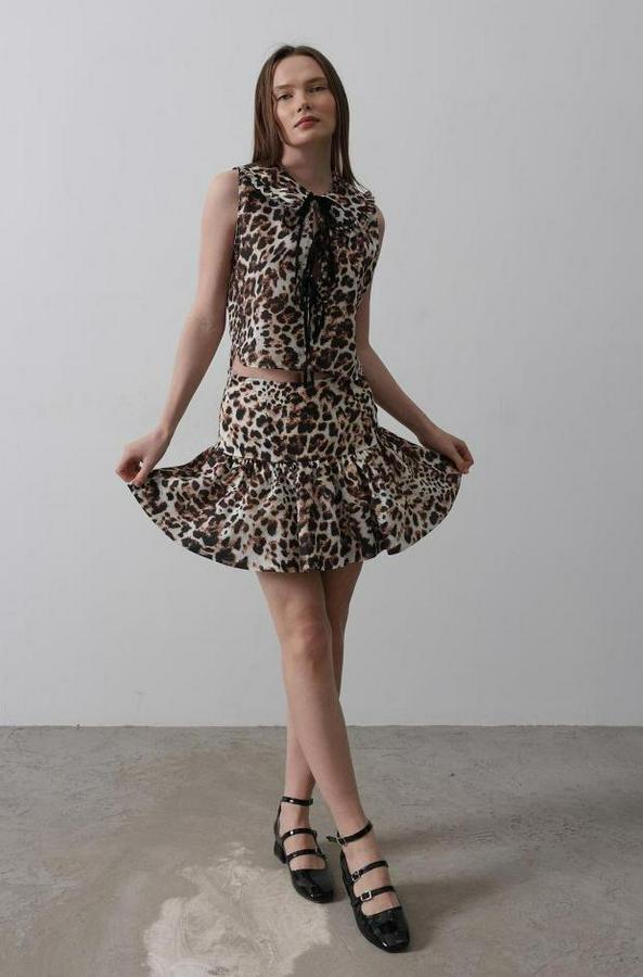 Leopar Desen Mini Etek
