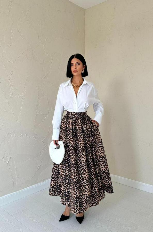 Leopar Leopar Büzgülü Uzun Etek