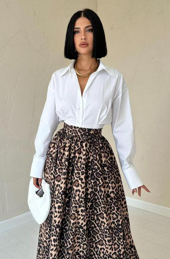 Leopar Leopar Büzgülü Uzun Etek