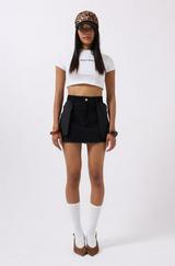 Ters Detay Denim Mini Etek