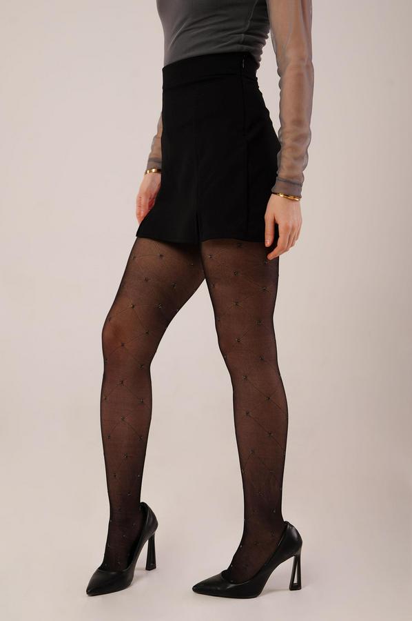 Yırtmaç Detaylı Siyah Mini Etek