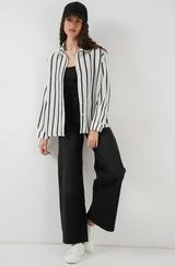 Çizgili Oversize Basic Gömlek
