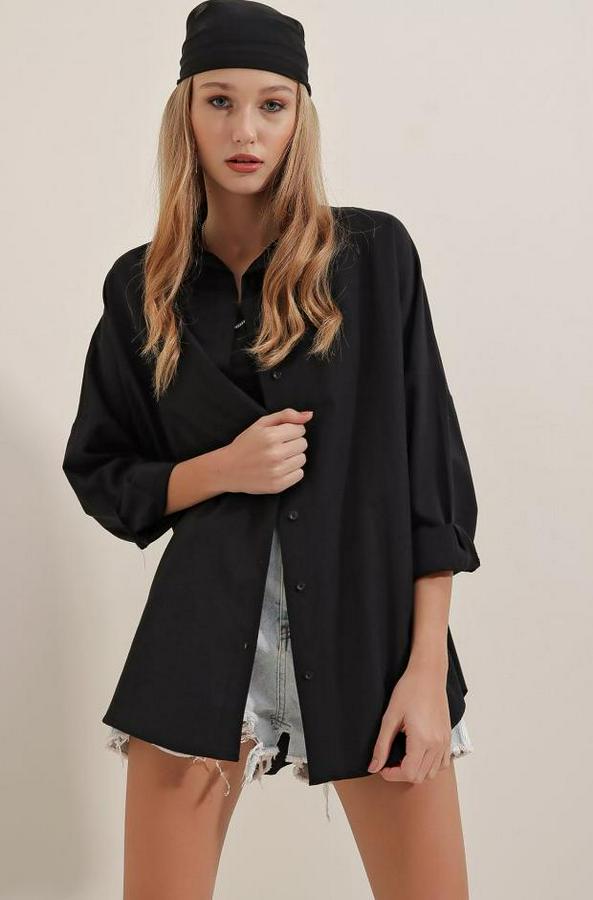 Oversize Uzun Basic Gömlek