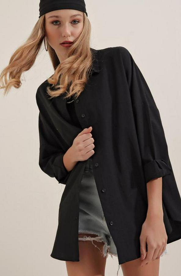 Oversize Uzun Basic Gömlek