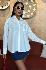 Alicia Papatya Nakışlı Gömlek 3389-08
