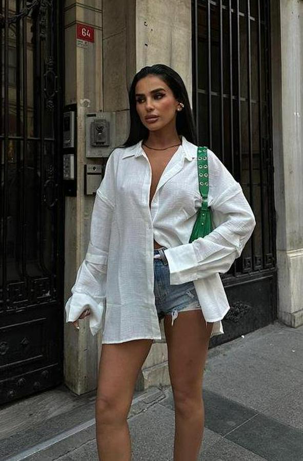 Alina Kol Cut Out Keten Gömlek 3252-08