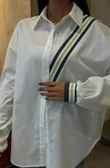 Bant Detaylı Oversize Poplin Gömlek 3436