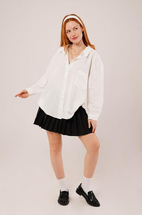 Basic Oversize Beyaz Gömlek
