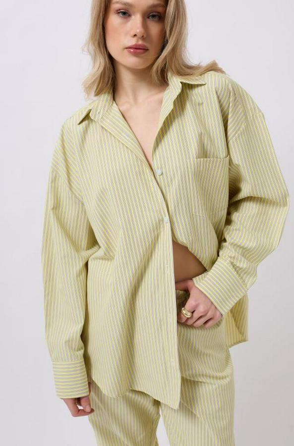 Çizgili Cep Detay Gömlek