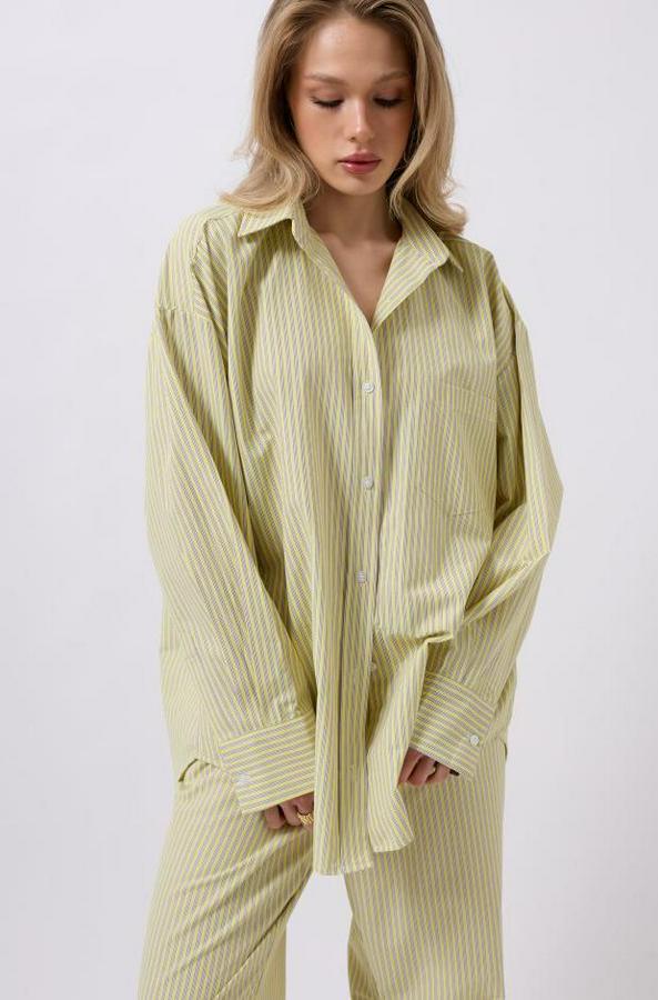 Çizgili Cep Detay Gömlek