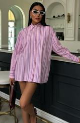 Çizgili Pembe Poplin Gömlek 3451