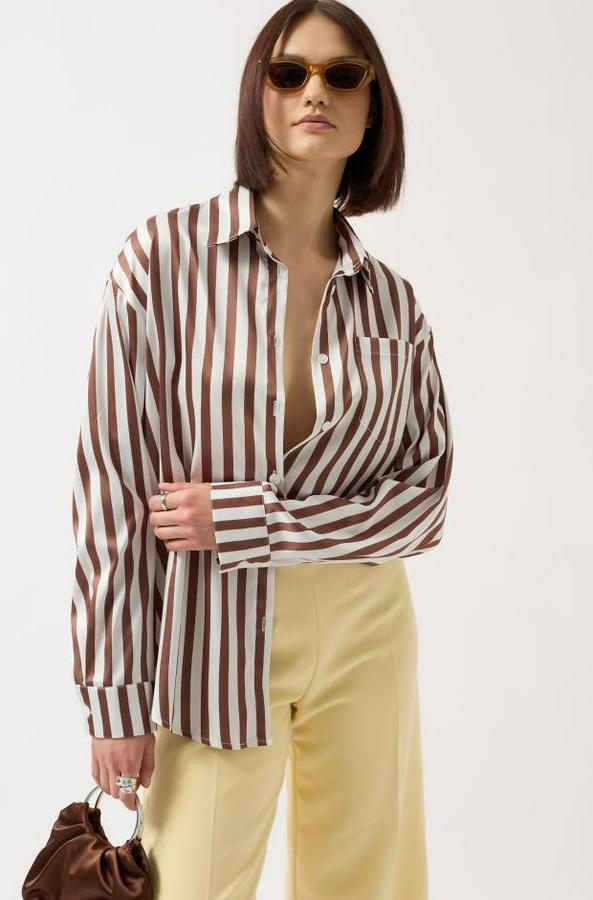 Çizgili Saten Gömlek