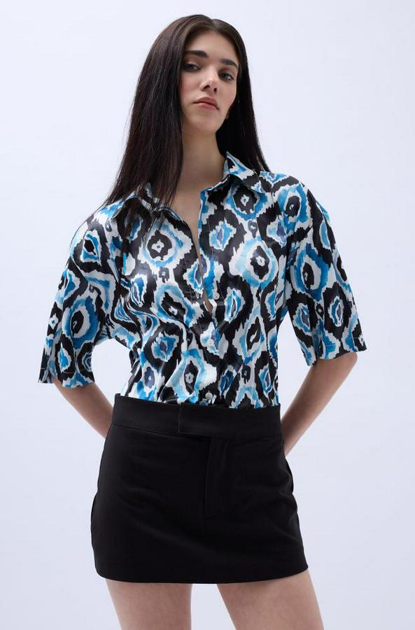 Desenli Saten Gömlek