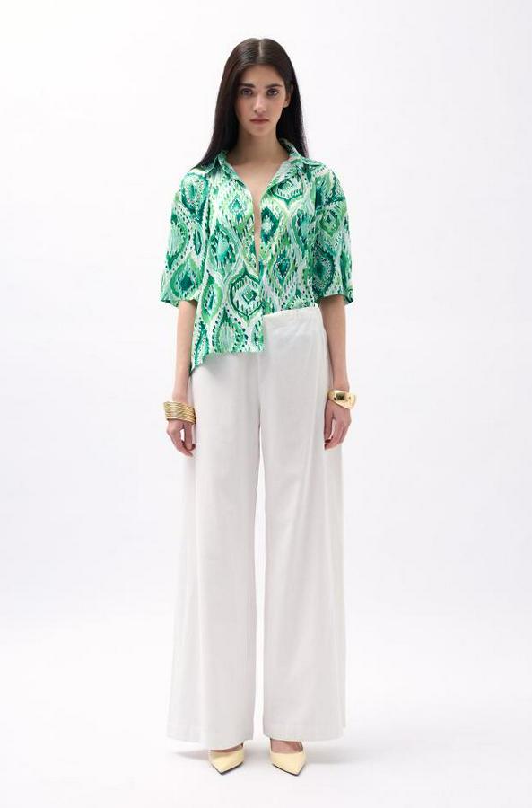 Desenli Saten Gömlek