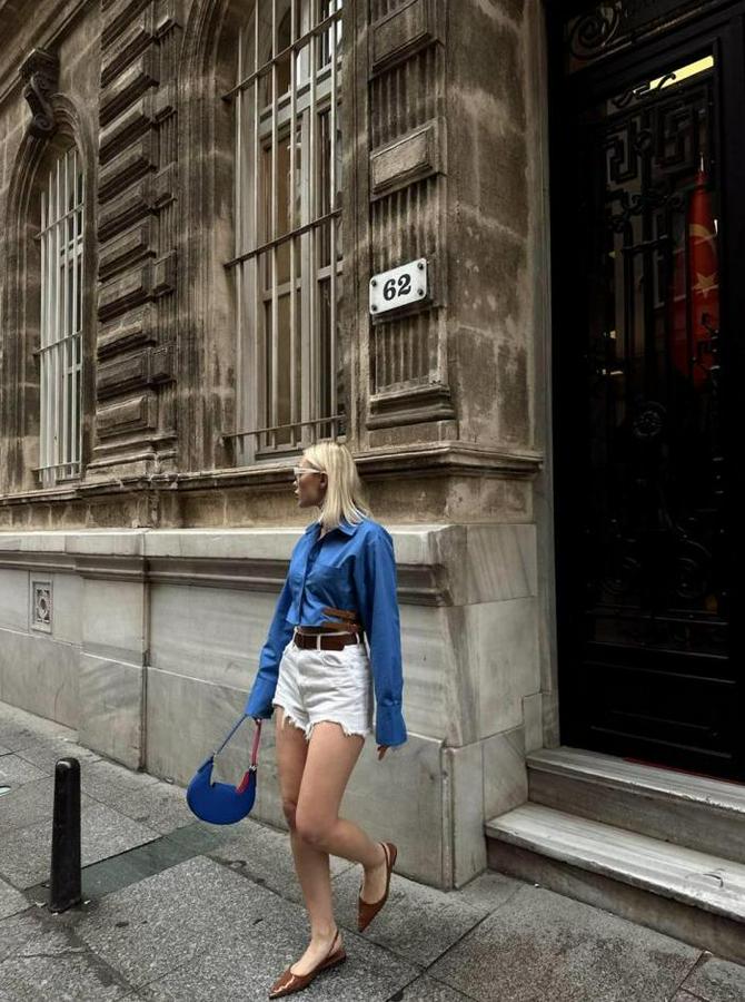 Gömlek Poplin Crop Yan Çift Kemer Detayli