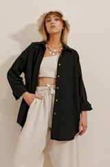 Keten Kumaş Oversize Gömlek
