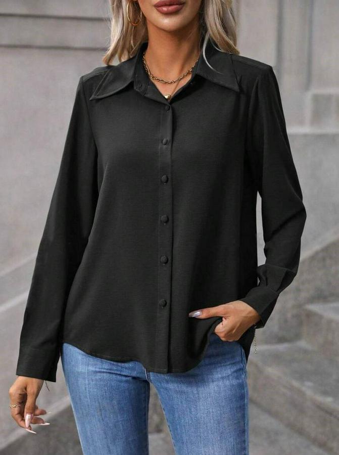 Uzun Kollu Yakalı Önden Düğmeli Aerobin Gömlek
