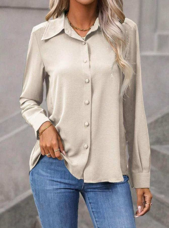Uzun Kollu Yakalı Önden Düğmeli Aerobin Gömlek