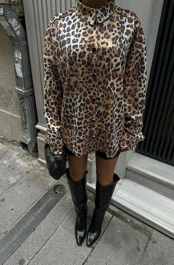 Klohe Leopar Desenli Gömlek 3400