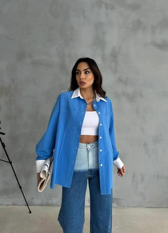 Kol Ve Manşet Beyaz Kapali Pile Detayli Gömlek