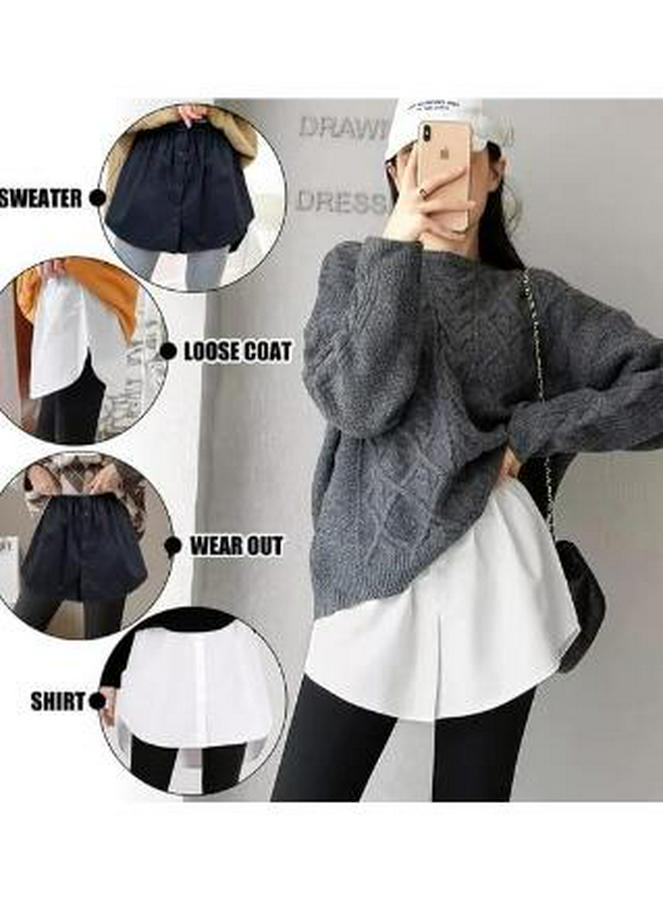 Lastikli Düğmeli Kurtarıcı Gömlek Altı Eteklik -Beyaz